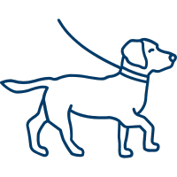 Dog leash walking icon representing obedience training and leash manners