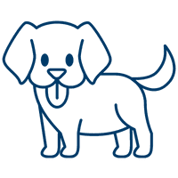 Cute puppy icon representing playful behavior and early dog training