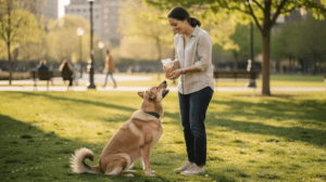 Easy Dogs to Train practicing sit in park